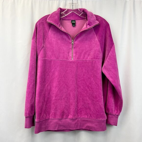 Wild Fable Womens Pink Velour Long Sleeve Quarter Zip Sweatshirt Size Small - Picture 1 of 10